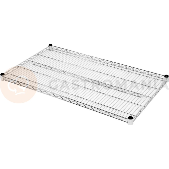 Półka regału o wymiarze 610 x 1060 mm ze stali chromowanej.
Półka Yato przeznaczona do ażurowego regału, doskonale sprawdzającego się w kuchniach, magazynach, sklepach, warsztatach. Wzmocnienie sprawia, że nośność każdej półki wynosi aż 200 kg, a całego regału - 800 kg. Chromowana powierzchnia gwarantuje ochronę przed korozją i uszkodzeniami eksploatacyjnymi, a druciana konstrukcja zapewnia produktom idealną wentylację.
• wysokość półek można swobodnie regulować na słupkach
• półka jest sprzedawana w kompletach po 4 szt.
• regał nadaje się do samodzielnego montażu i jest łatwy do utrzymania w czystości
• gotowy regał składa się z 4 półek i 4 słupków - zestawy półek i słupków należy zakupić osobno
• w zestawie znajdują się 4 komplety klipsów montażowych

Informacje
• nośność: 200 kg
• szerokość: 1060 mm
• głębokość: 610 mm
• grubość drutu: 3,4 mm
• grubość rantu: 4,6 mm
• grubość wzmocnienia półki: 6,1 mm

 | YG-09056, Półka do regału ażurowego 610x1060 mm