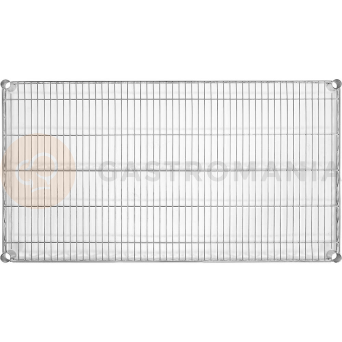Półka regału o wymiarze 610 x 1210 mm ze stali chromowanej.
Półka Yato przeznaczona do ażurowego regału, doskonale sprawdzającego się w kuchniach, magazynach, sklepach, warsztatach. Wzmocnienie sprawia, że nośność każdej półki wynosi aż 200 kg, a całego regału - 800 kg. Chromowana powierzchnia gwarantuje ochronę przed korozją i uszkodzeniami eksploatacyjnymi, a druciana konstrukcja zapewnia produktom idealną wentylację.
• wysokość półek można swobodnie regulować na słupkach
• półka jest sprzedawana w kompletach po 4 szt.
• regał nadaje się do samodzielnego montażu i jest łatwy do utrzymania w czystości
• gotowy regał składa się z 4 półek i 4 słupków - zestawy półek i słupków należy zakupić osobno
• w zestawie znajdują się 4 komplety klipsów montażowych

Informacje:
• nośność: 200 kg
• szerokość: 1210 mm
• głębokość: 610 mm
• grubość drutu: 3,4 mm
• grubość rantu: 4,6 mm
• grubość wzmocnienia półki: 6,1 mm

 | YG-09057, Półka do regału ażurowego 610x1210 mm