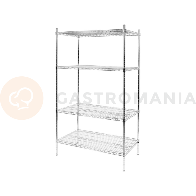 Półka regału o wymiarze 610 x 1520 mm ze stali chromowanej.
Półka Yato przeznaczona do ażurowego regału, doskonale sprawdzającego się w kuchniach, magazynach, sklepach, warsztatach. Wzmocnienie sprawia, że nośność każdej półki wynosi aż 200 kg, a całego regału - 800 kg. Chromowana powierzchnia gwarantuje ochronę przed korozją i uszkodzeniami eksploatacyjnymi, a druciana konstrukcja zapewnia produktom idealną wentylację.
• wysokość półek można swobodnie regulować na słupkach
• półka jest sprzedawana w kompletach po 4 szt
• regał nadaje się do samodzielnego montażu i jest łatwy do utrzymania w czystości
• gotowy regał składa się z 4 półek i 4 słupków - zestawy półek i słupków należy zakupić osobno
• w zestawie znajdują się 4 komplety klipsów montażowych

Informacje:
• nośność: 200 kg
• szerokość: 1520 mm
• głębokość: 610 mm
• grubość drutu: 3,4 mm
• grubość rantu: 4,6 mm
• grubość wzmocnienia półki: 6,1 mm

 | YG-09058, Półka do regału ażurowego 610x1520 mm
