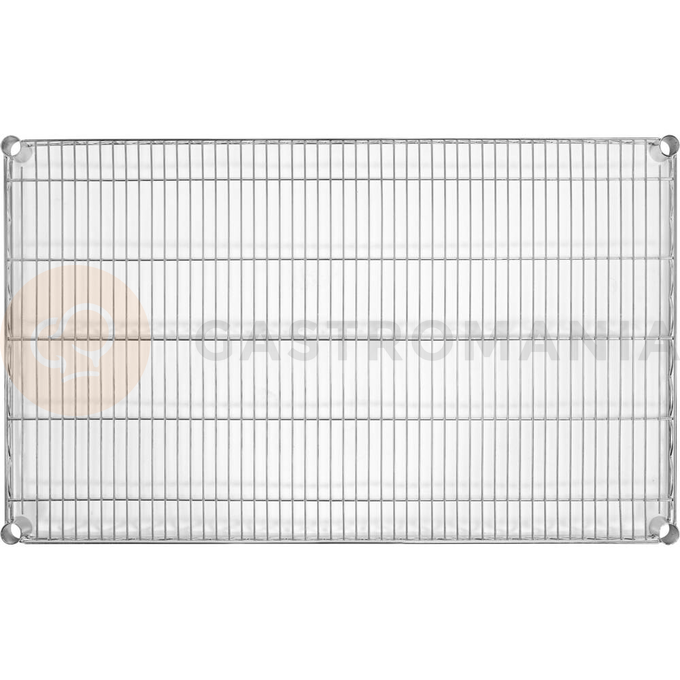 Półka regału o wymiarze 610x906mm ze stali chromowanej.
Półka Yato przeznaczona do ażurowego regału, doskonale sprawdzającego się w kuchniach, magazynach, sklepach, warsztatach. Wzmocnienie sprawia, że nośność każdej półki wynosi aż 200 kg, a całego regału - 800 kg. Chromowana powierzchnia gwarantuje ochronę przed korozją i uszkodzeniami eksploatacyjnymi, a druciana konstrukcja zapewnia produktom idealną wentylację.
• wysokość półek można swobodnie regulować na słupkach
• półka jest sprzedawana w kompletach po 4 szt.
• regał nadaje się do samodzielnego montażu i jest łatwy do utrzymania w czystości
• gotowy regał składa się z 4 półek i 4 słupków - zestawy półek i słupków należy zakupić osobno
• w zestawie znajdują się 4 komplety klipsów montażowych

Informacje:
• nośność: 200 kg
• szerokość: 906 mm
• głębokość: 610 mm
• grubość drutu: 3,4 mm
• grubość rantu: 4,6 mm
• grubość wzmocnienia półki: 6,1 mm

 | YG-09055, Półka do regału ażurowego 610x906 mm