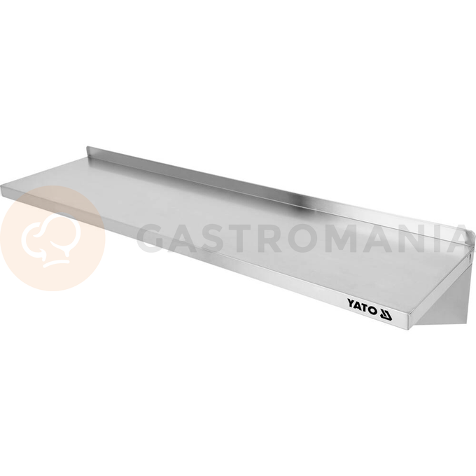 Półka wisząca z rantem marki Yato o wymiarze 1200 x 300 x 180 mm
Półki wiszące są niezwykle funkcjonalne i bardzo przydatne niemal w każdej kuchni. Pozwalają dodatkowo wykorzystać przestrzeń tworząc niezwykle przydatne miejsce do przechowywania różnego typu pojemników, przypraw, przyborów kuchennych, itp.
• półki Yato wykonane są z wysokiej jakości stali nierdzewnej, przez co ich czyszczenie jest bardzo łatwe i szybkie
• dodatkowo z tyłu posiadają rant o wysokości 35mm zabezpieczający przed przedostawaniem się zabrudzeń pomiędzy półkę a ścianę

Informacje:
• Długość [mm]: 1200
• Materiał: stal nierdzewna
• Szerokość [mm]: 300 
• Wysokość [mm]: 180

 | YG-09041, Półka wisząca z rantem pojedyncza 1200x300x180 mm