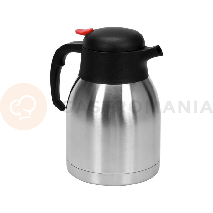 Termos stołowy YATO o pojemności 1,5 L jest starannie wykonany z najwyższej jakości stali nierdzewnej.
Satynowe wykończenie nadaje mu eleganckiego wyglądu, dzięki czemu doskonale prezentuje się w salach konferencyjnych, restauracjach czy hotelach.
Podwójne ścianki, pomiędzy którymi jest strefa próżniowa, zapewniają doskonałe właściwości termoizolacyjne. Dzięki temu gorące napoje takie jak kawa czy herbata utrzymują wysoką temperaturę przez wiele godzin.
Pokrywa oraz uchwyt wykonane są z czarnego polipropylenu, a przycisk jest w kolorze czerwonym. 
 | YG-07013, Termos stołowy z przyciskiem 1,5 l